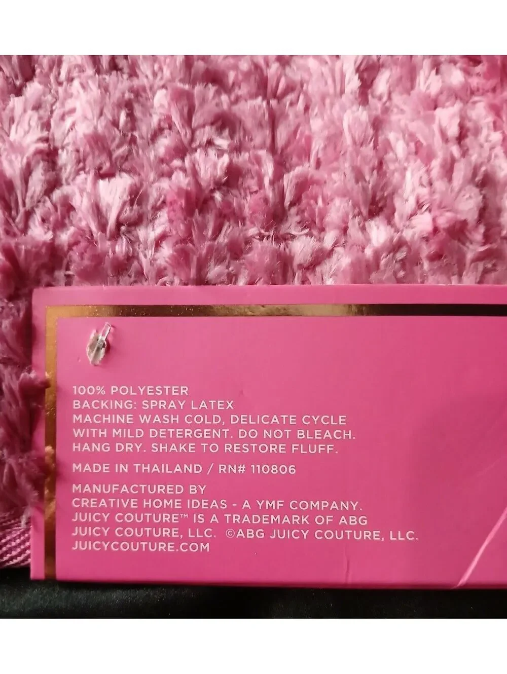 Juicy Couture Pink Luxury Chenille Plush Bath Rug 20x32 McBling Barbie Bimbocore